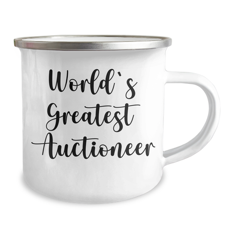 Image of Funny World's Greatest Auctioneer Gifts for Men, Women, Friends, Coworkers, Family - 12 oz Camping Mug for Graduation - Image 2