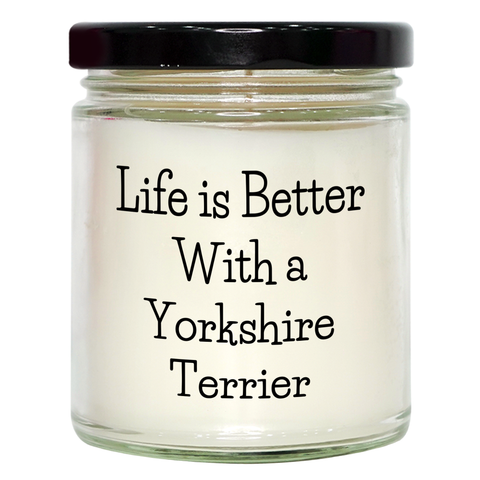 Image of Cute Yorkshire Terrier Dog Gifts for Dad | Unique Father's Day Unique Gifts from Wife | Yorkshire Terrier Dog Mom Gifts | 9oz Vanilla Soy Candle with Funny Quote - Image 1