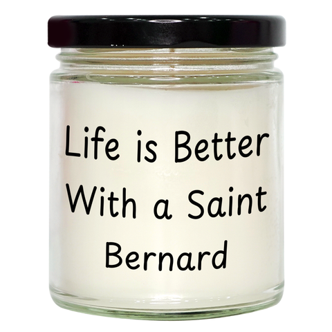Image of Saint Bernard Dog Lover Gifts | 9oz Vanilla Soy Candle | Cute Saint Bernard Dog Gifts for Dog Lovers | Unique Father's Day Unique Gifts from Dog to Dad - Image 1