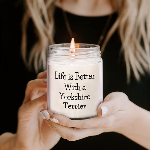Image of Cute Yorkshire Terrier Dog Gifts for Dad | Unique Father's Day Unique Gifts from Wife | Yorkshire Terrier Dog Mom Gifts | 9oz Vanilla Soy Candle with Funny Quote - Image 2