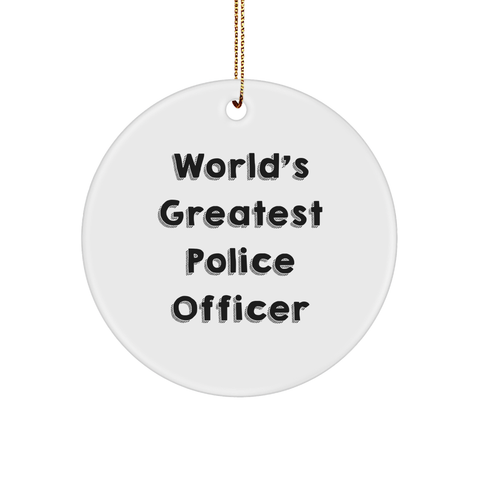 Image of World's Greatest Police Officer Gifts for Men - Funny Christmas Circle Ornament for Police Officer, Gifts from Friends, Coworkers, and Family - Image 1