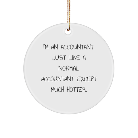 Image of Funny Accountant Gifts, Circle Ornament, Christmas Memorable Present for Accountants, Gifts from Friends, Inspirational Quote: 'I'm An Accountant. Just Like A Normal Accountant Except Much Hotter.' - Image 1