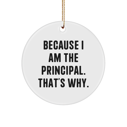 Image of Principal Circle Ornament Gifts from Men to Principals, Chief Inspiration, Funny Quote, White Circle Ornament, Christmas Unique Gifts - Image 1
