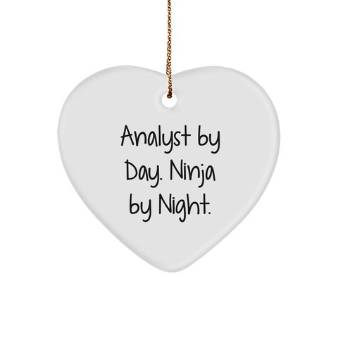 Image of Analyst By Day Gifts from Coworkers, Heart Ornament for Christmas Unique Gifts for Analyst By Day. Ninja By Night. - Image 1