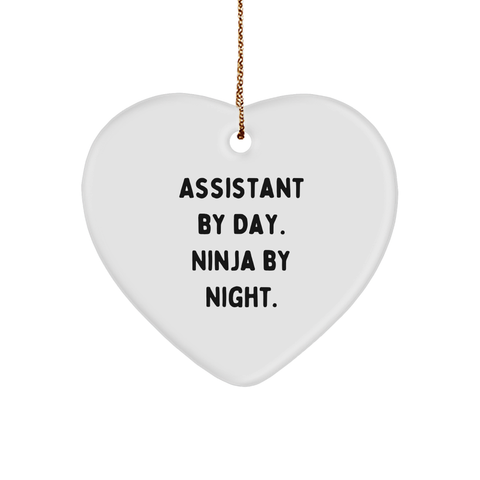 Image of Assistant By Day. Ninja By Night. Funny Heart Ornament Gifts for Assistant, Christmas Unique Gifts from Family - Image 1