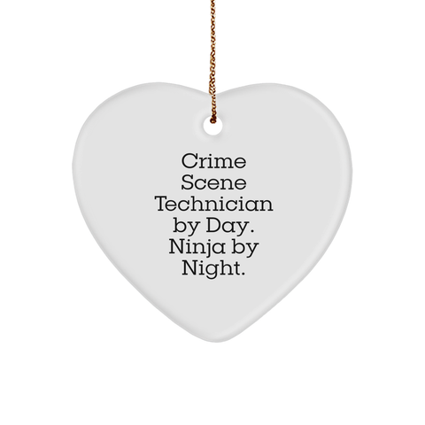 Image of Crime Scene Technician Gifts from Friends - Heart Ornament for Men - 'Crime Scene Technician By Day. Ninja By Night.' Christmas Unique Gifts - Image 1