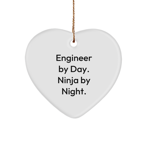 Image of Engineer Gifts by Day, Heart Ornament Ninja by Night, Funny Christmas Unique Gift for Men Friends Family - Image 1