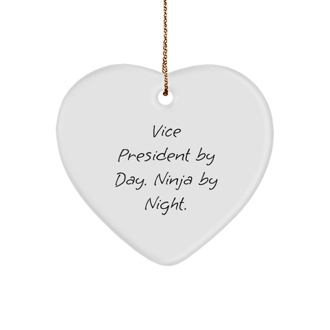 Image of Vice President by Day, Ninja by Night Heart Ornament Gifts from Friends for Vice President - Image 1