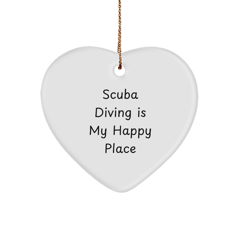 Image of Scuba Diving Gifts from Friends, Scuba Diving Is My Happy Place, Christmas Unique Heart Ornament - Image 1