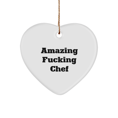 Image of Funny Chef Gifts for Him from Amazing Chef Lover, Inspirational Chef Quote Heart Ornament, Christmas Unique Gifts for Chef - Image 1