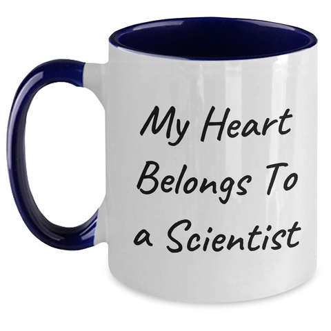 Image of Funny Scientist Gifts from Friends for Father's Day - My Heart Belongs To A Scientist Two Tone Coffee Mug - Main