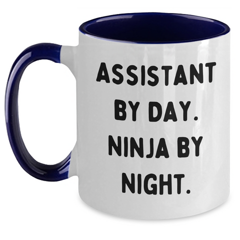 Image of Funny Assistant Gifts - Two Tone Coffee Mug for Men, Women, or Friends, 'Assistant By Day. Ninja By Night.' Quote, Father's Day Unique Gifts for Loved Ones - Main
