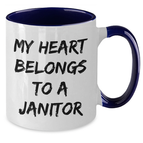 Image of Funny Janitor Gifts from Friends for Him, My Heart Belongs To A Janitor, Two Tone Coffee Mug for Father's Day - Additional