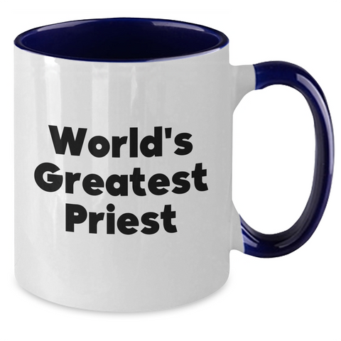 Image of World's Greatest Priest Funny Two Tone Coffee Mugs Gifts for Priest from Family, Friends, or Coworkers - Father's Day Unique Present - Additional