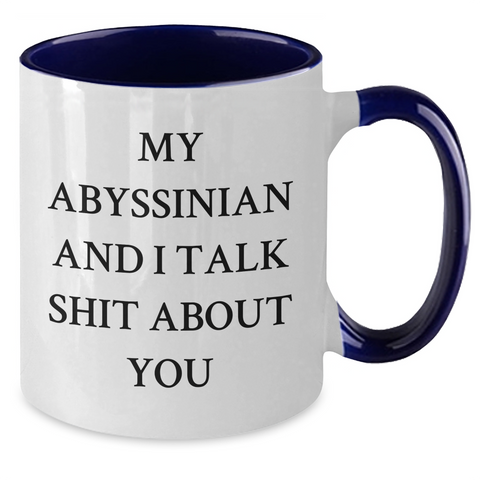 Image of Abyssinian Cat Lovers Funny Gifts for Mom on Mother's Day - My Abyssinian And I Talk Shit About You, Two Tone Coffee Mug, Gifts from Men to Women, Family, Friends, Coworkers - Additional