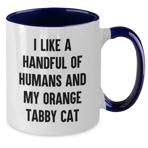 Image of Funny Orange Tabby Cat Gifts from Friends - I Like A Handful Of Humans And My Orange Tabby Cat - Two Tone Coffee Mug for Orange Tabby Cat Lovers and Graduation Unique Gifts - Additional
