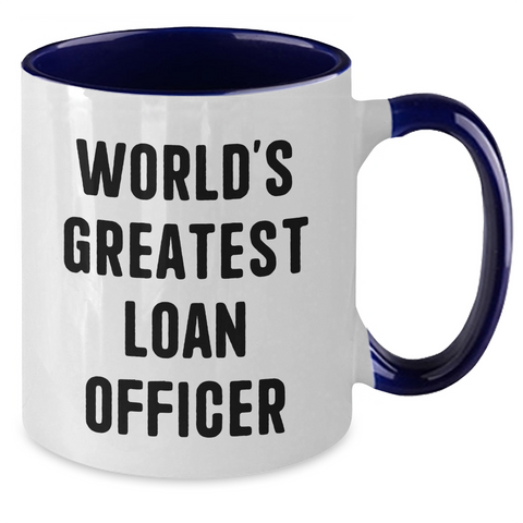 Image of Funny World's Greatest Loan Officer Gifts for Men or Women Graduation Unique Two Tone Coffee Mug, Gifts from Friends or Family - Additional