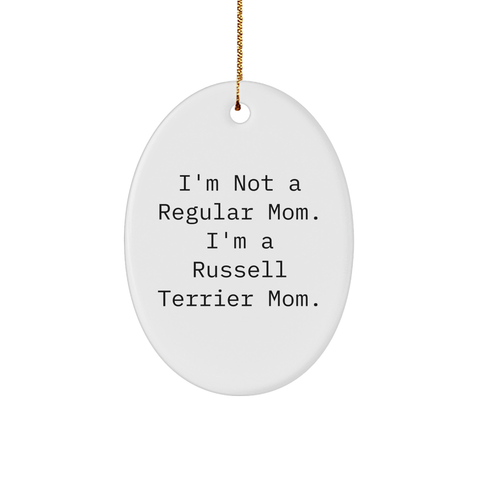 Image of Russell Terrier Dog Mom Oval Ornament, Funny Gift from Friends for Christmas Unique Gifts - Image 1