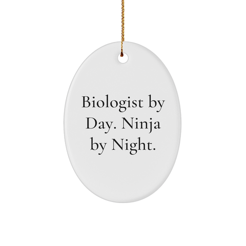 Image of Biologist Gifts by Day, Ninja Gifts by Night, Oval Ornament for Christmas - Image 1