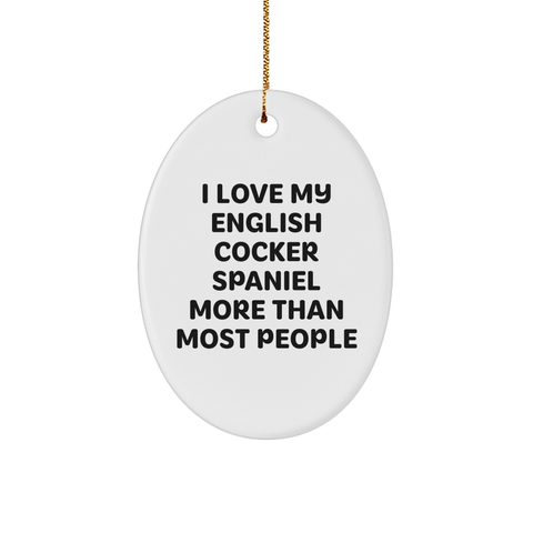 Image of I Love My English Cocker Spaniel Gifts from Family - Oval Ornament for Christmas - Image 1