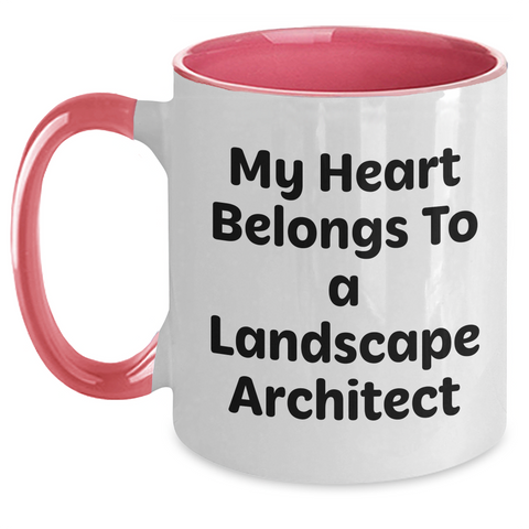 Image of Funny Quotes Landscape Architect Gifts from Friends Funny Two Tone Coffee Mug, My Heart Belongs To A Landscape Architect - Unique Father's Day Unique Gifts for Him - Main