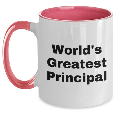 Image of Funny Principal Quotes Gifts from Men for World's Greatest Educator Two Tone Coffee Mug - Father's Day Unique Gifts - Main