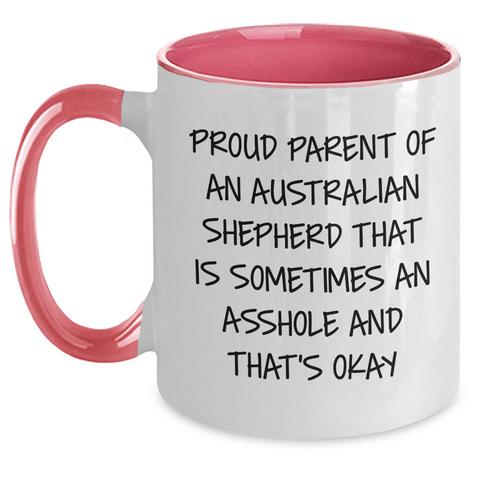 Image of Funny Australian Shepherd Dog Gifts from Proud Parents for Graduation - Two Tone Coffee Mug - Main