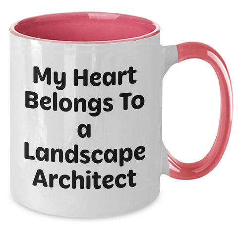 Image of Funny Quotes Landscape Architect Gifts from Friends Funny Two Tone Coffee Mug, My Heart Belongs To A Landscape Architect - Unique Father's Day Unique Gifts for Him - Additional