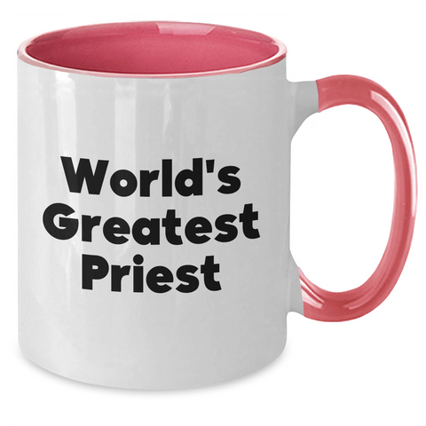 Image of World's Greatest Priest Funny Two Tone Coffee Mugs Gifts for Priest from Family, Friends, or Coworkers - Father's Day Unique Present - Additional