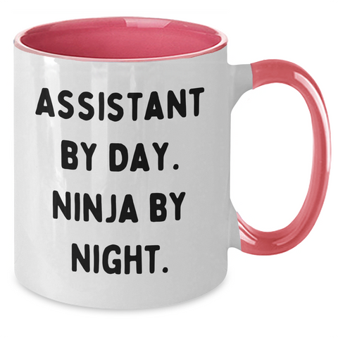 Image of Funny Assistant Gifts - Two Tone Coffee Mug for Men, Women, or Friends, 'Assistant By Day. Ninja By Night.' Quote, Father's Day Unique Gifts for Loved Ones - Additional