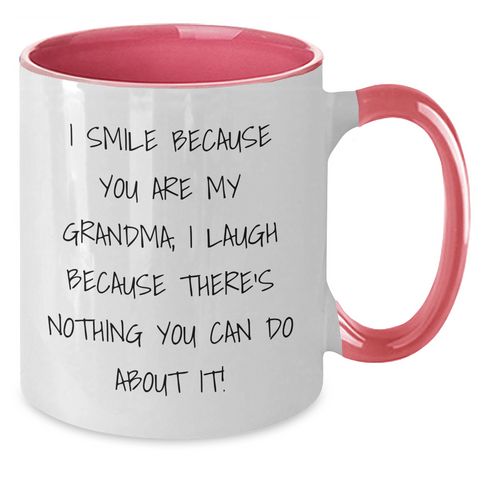 Image of Grandma Humor Gifts from Family for Grandma, Funny Two Tone Coffee Mug, Inspirational Quote, Gifts for Grandma on Father's Day - Black, Red, Navy, or Pink - Additional