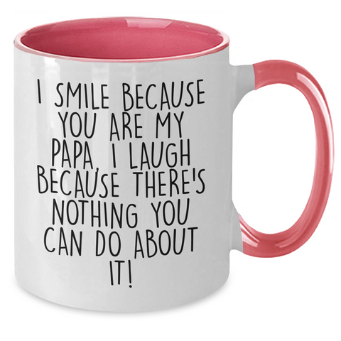 Image of Funny Papa Gifts from Men to Papa, I Smile Because You Are My Papa, Unique Two Tone Coffee Mugs for Father's Day - Additional