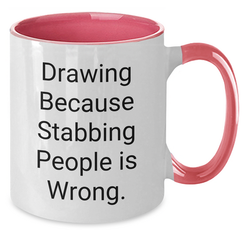 Image of Funny Drawing Enthusiasts Gifts from Men to Friends Two Tone Coffee Mug, Black and White, Red and White, Navy and White, Pink and White, Unique Father's Day Presents - Additional