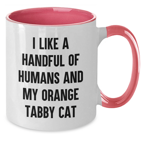 Image of Funny Orange Tabby Cat Gifts from Friends - I Like A Handful Of Humans And My Orange Tabby Cat - Two Tone Coffee Mug for Orange Tabby Cat Lovers and Graduation Unique Gifts - Additional