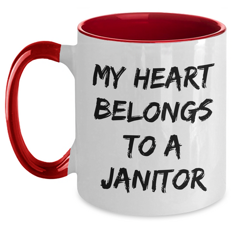 Image of Funny Janitor Gifts from Friends for Him, My Heart Belongs To A Janitor, Two Tone Coffee Mug for Father's Day - Main