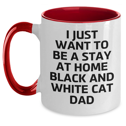 Image of Funny Black and White Cat Dad Humor Gifts from Men to Friends on Father's Day - Two Tone Coffee Mug - Main