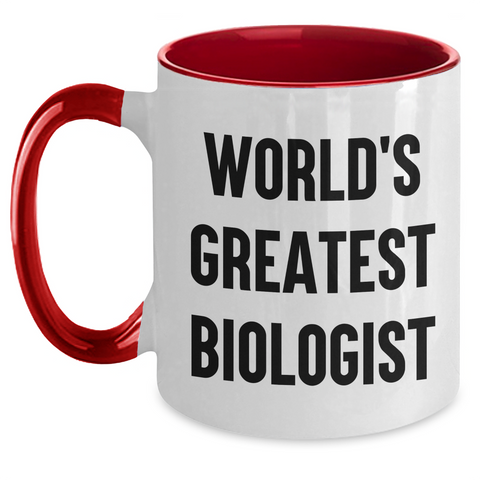 Image of Funny World's Greatest Biologist Gifts for Him from Friends, Unique Two Tone Coffee Mug for Graduation - Main