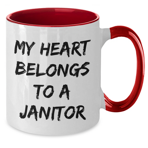 Image of Funny Janitor Gifts from Friends for Him, My Heart Belongs To A Janitor, Two Tone Coffee Mug for Father's Day - Additional