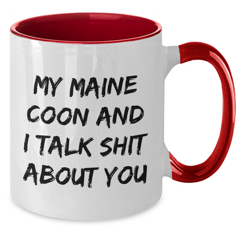 Image of Maine Coon Cat Lovers Gifts from Mom for Mother's Day - Funny Two Tone Coffee Mug - Additional