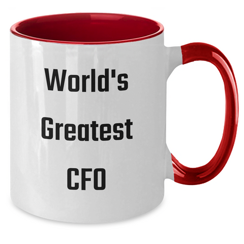 Image of Funny CFO Gifts from Friends - World's Greatest CFO Quote on Two Tone Coffee Mug for Mother's Day - Additional