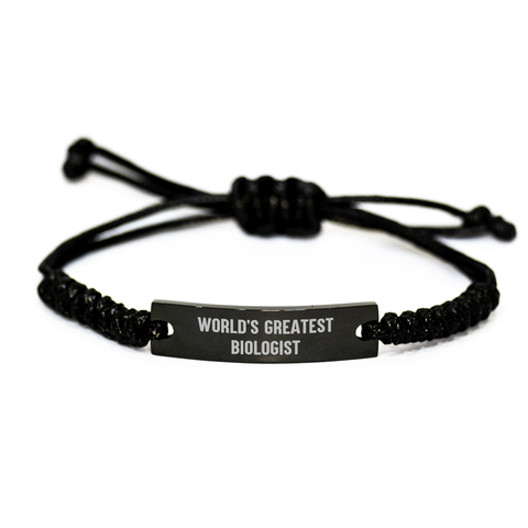 Image of Funny Biologist Gifts, World's Greatest Biologist Rope Bracelet, Adjustable Black Stainless Steel with Interlaced Rope, Gifts for Biologist Men and Women, Graduation Unique Gifts from Friends - Image 1