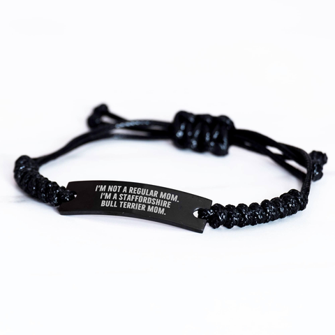 Image of Funny Staffordshire Bull Terrier Dog Mom Rope Bracelet Gifts for Men from Family on Father's Day - 'I'm Not A Regular Mom. I'm A Staffordshire Bull Terrier Mom.' - Image 2