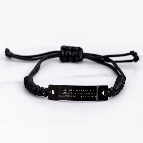 Image of Gifts from Friends, Funny Encouragement for Drug Counselor, Adjustable Black Rope Bracelet for Father's Day Unique Gifts - Image 3