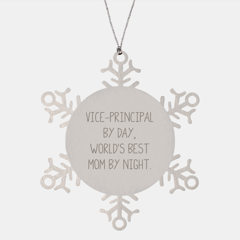 Image of Vice-Principal By Day World's Best Mom By Night Snowflake Ornament Gifts for Vice-Principal Friends and Family - Funny Christmas Memorable Present Idea - Image 1