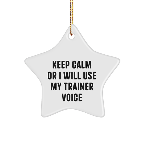 Image of Funny Trainer Gifts from Men to Friends - Keep Calm Star Ornament for Christmas - Image 1