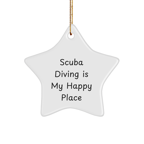 Image of Scuba Diving Gifts for Men - 'Scuba Diving Is My Happy Place' Star Ornament, Christmas Unique Finds from Friends - Image 1