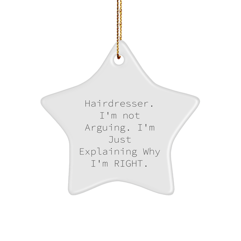 Image of Funny Hairdresser Decor Gifts from Friends, Gifts for Hairdresser on Christmas with Star Ornament Quote 'I'm Not Arguing. I'm Just Explaining Why I'm Right.' - Image 1