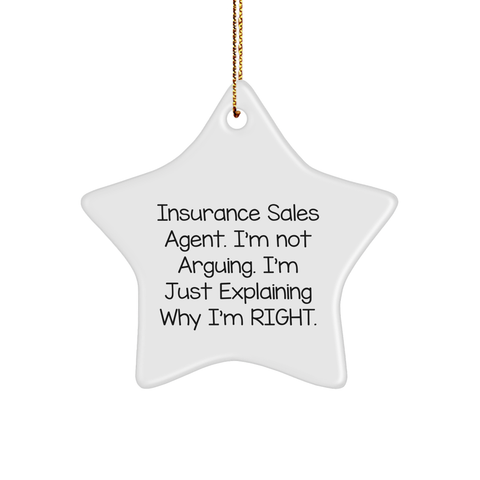 Image of Insurance Sales Agent Gifts from Family, Christmas Unique Ornaments for Insurance Sales Agent, Star Ornament with Funny Quote - Image 1
