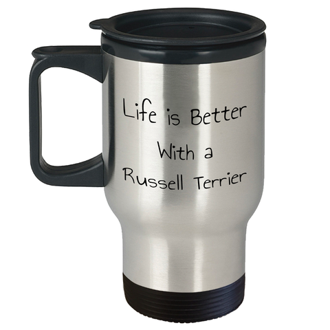 Image of Russell Terrier Dog Lover's Gift - Life Is Better With A Russell Terrier, Stainless Steel Travel Mug, Exclusive Father's Day Unique Gift - Image 1