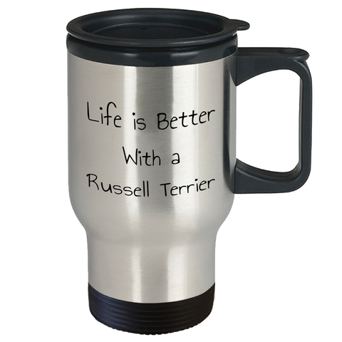 Image of Russell Terrier Dog Lover's Gift - Life Is Better With A Russell Terrier, Stainless Steel Travel Mug, Exclusive Father's Day Unique Gift - Image 2